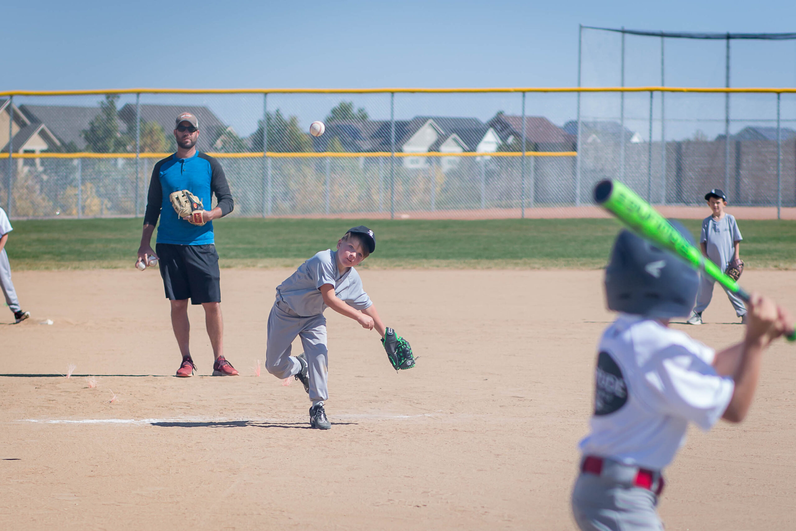 Kids playing baseball